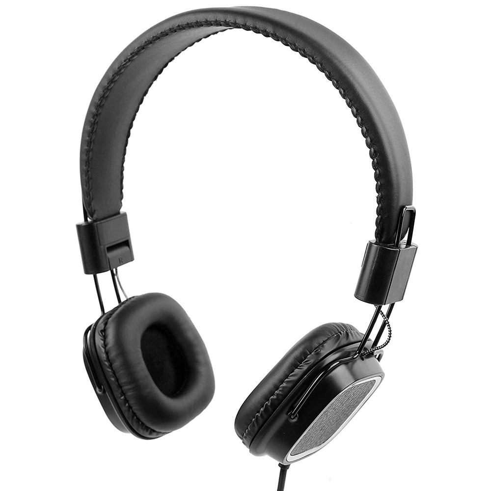 Premium Padded Black Headphones with Microphone