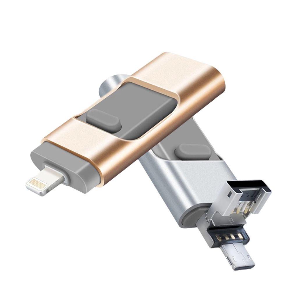 3 in 1 16GB USB Flash Drive with Micro USB & 8-Pin Connectors