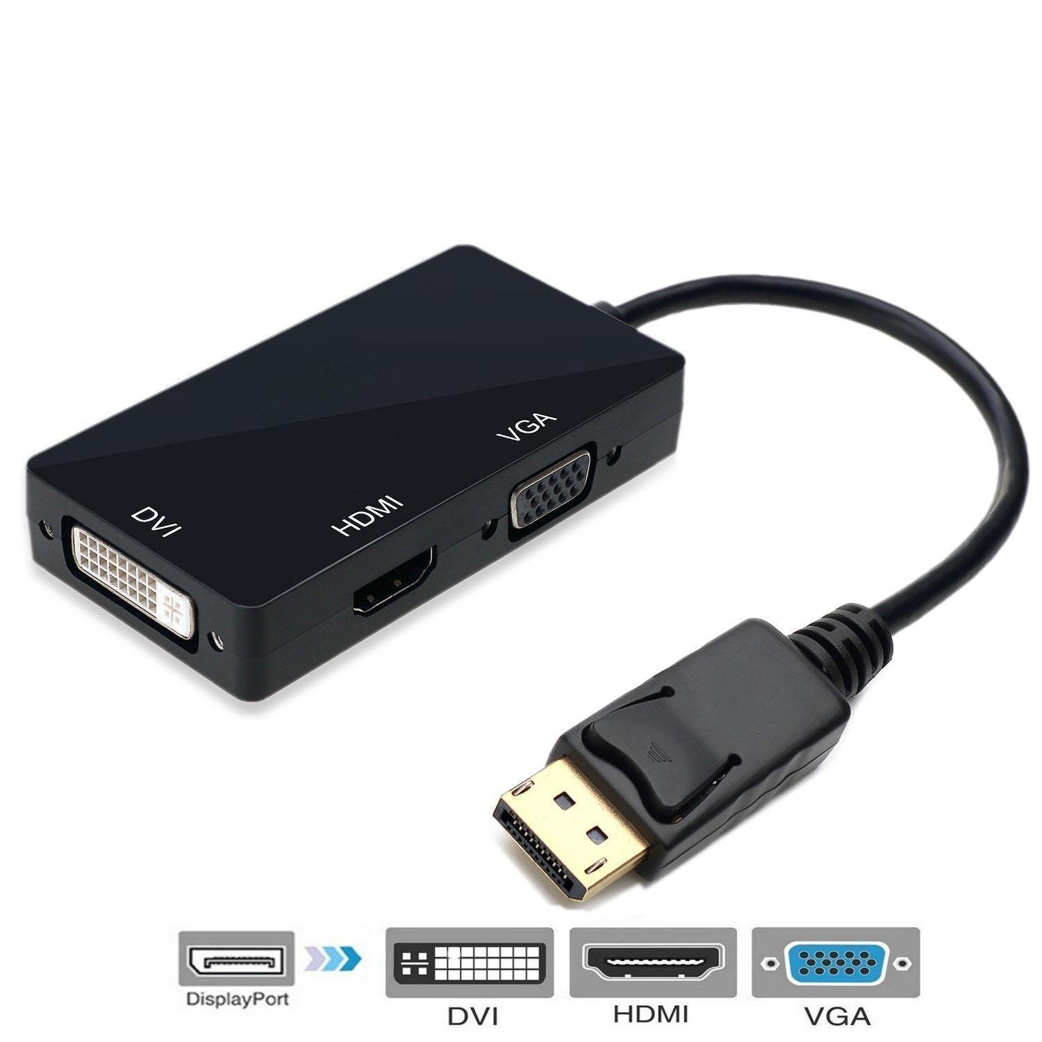 Multi-Function Displayport Dp to HDMI/DVI/VGA Male to Female 3-in-1 Adapter Converter Cable