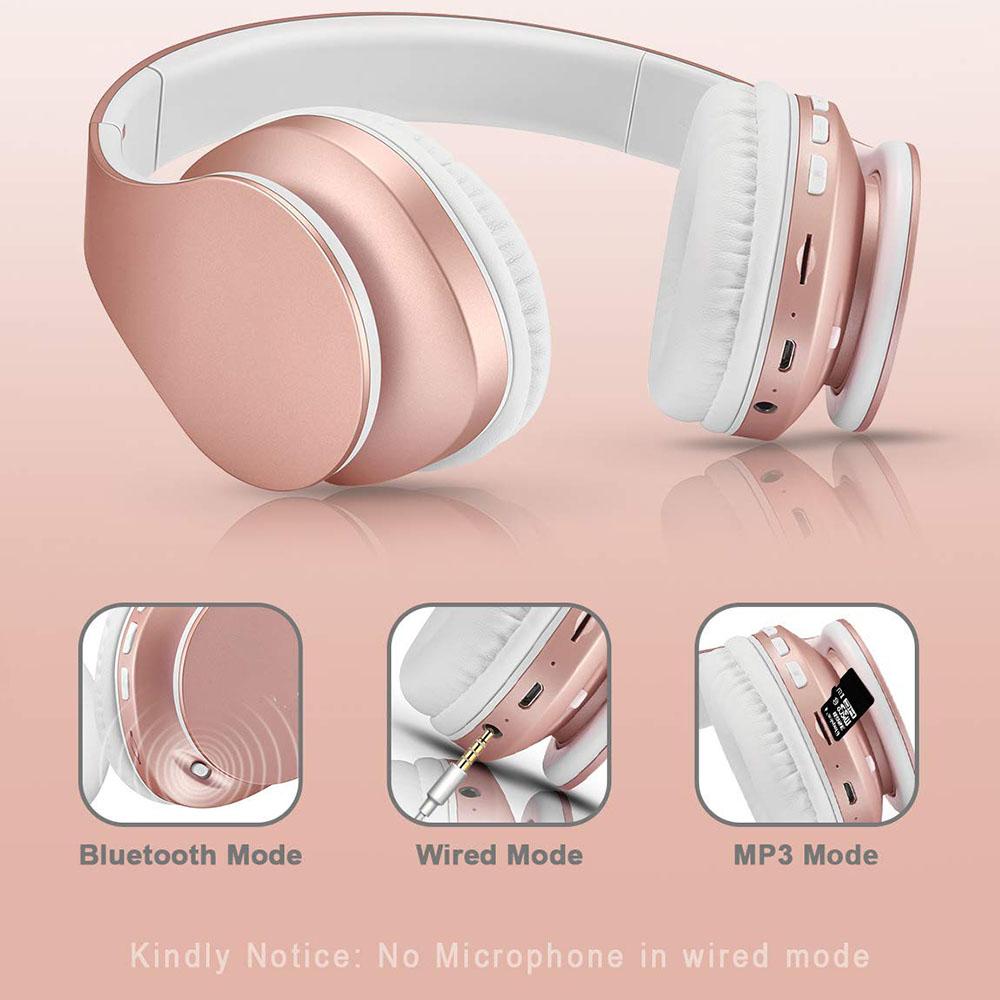 Bluetooth Headphones Over Ear, Girls Wireless Headset V5.0 with Built-in Mic, Micro TF, FM Radio