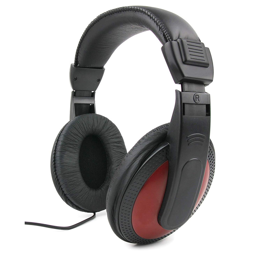 Passive Noise-Cancelling, Comfort, Black/Red Stereo Over-Ear Headphones