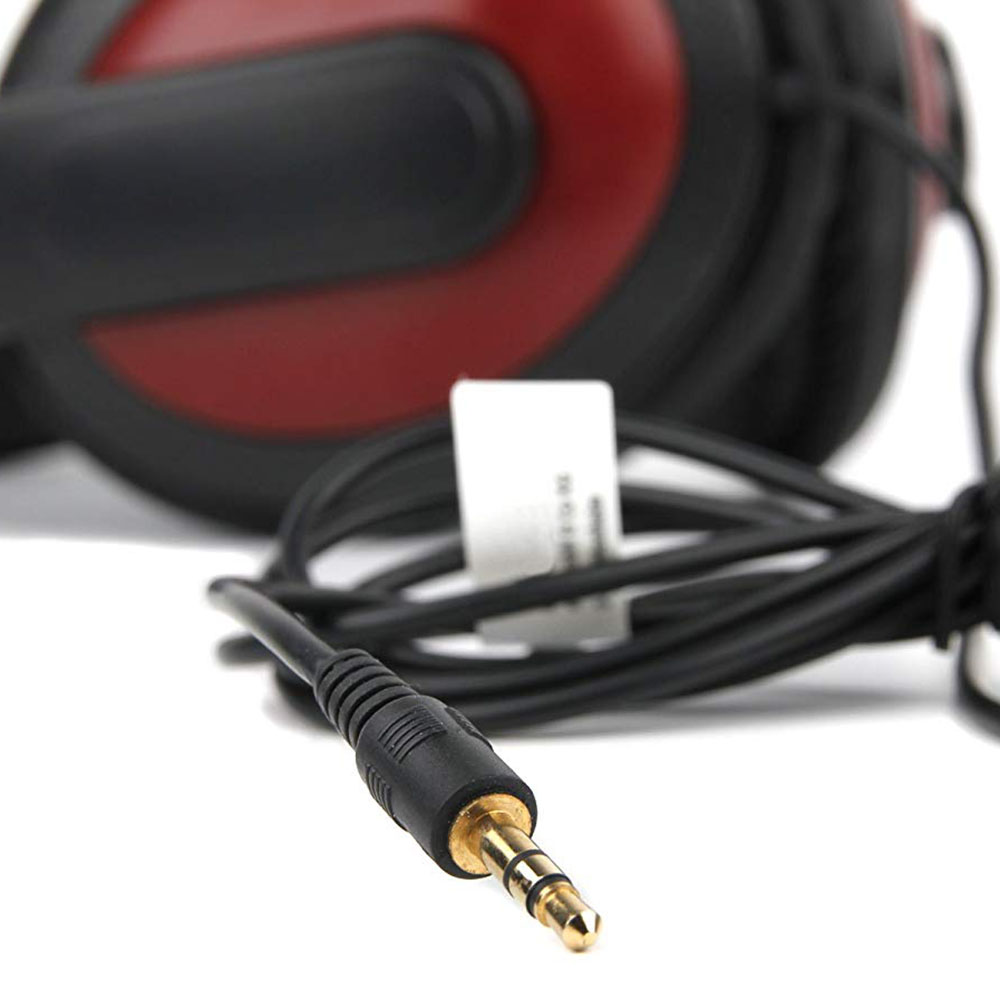 Passive Noise-Cancelling, Comfort, Black/Red Stereo Over-Ear Headphones